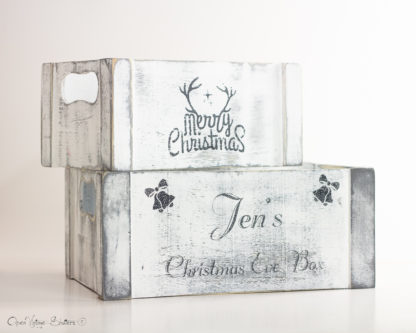 Rustic Wooden Gifts Box, Personalized stocking, Christmas Eve crate