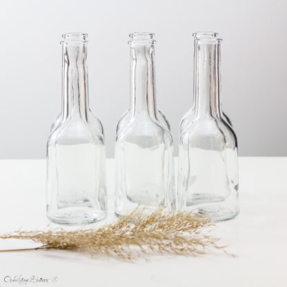 Set of 6 Bottles and Wooden Crate/ Rustic Wedding Drinking Glasses Alternative/ Bar Decor