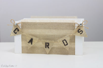 White Wedding Card Box with Banner Vintage Hessian Wedding Decor Barn Wood Crates Baskets Centerpiece Reception Decor