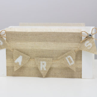 White Wedding Card Box with Banner Vintage Hessian Wedding Decor Barn Wood Crates Baskets Centerpiece Reception Decor